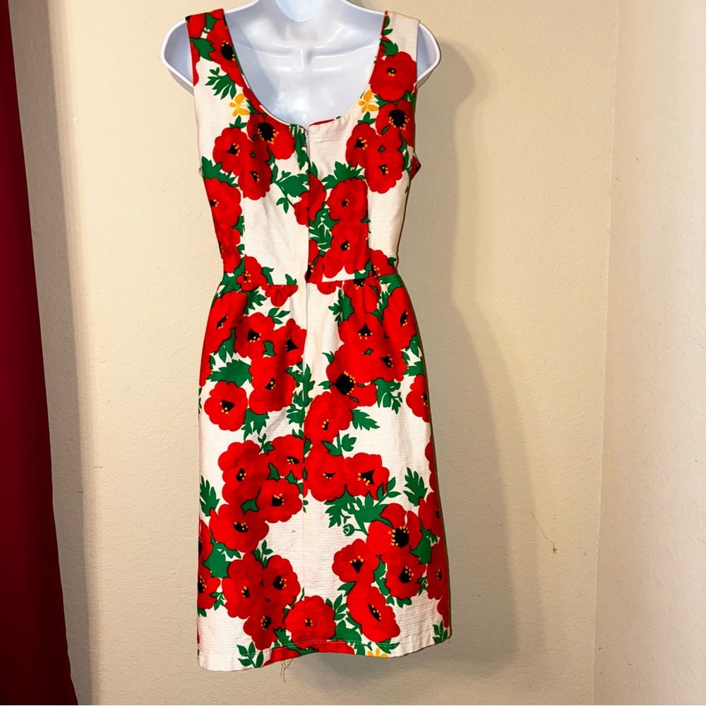 15% Discount - 70’s Vintage Malia Honolulu Red & Green Sheath Dress with pockets - Picture 8 of 10